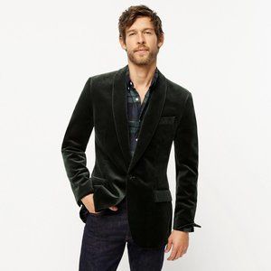 J.Crew Men's Green Ludlow Shawl-collar Velvet Blazer (Dark Green) 40R